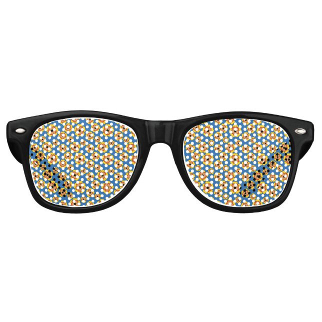 Gafas De Fiesta Retro Yellow Orange Flowers Pattern (Anverso)