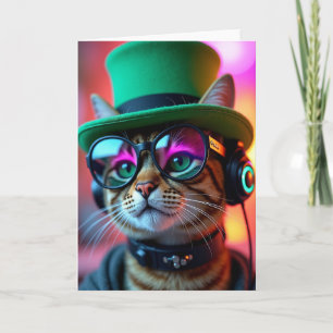 Gafas de gato genial sombrero de copa tarjeta dive