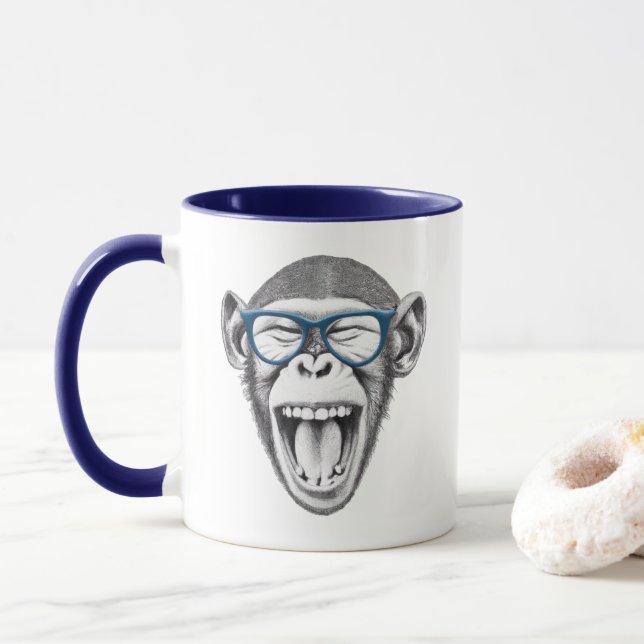 Gafas de mono, tazas de los amantes de los monos (Con donut)