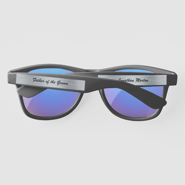 Gafas De Sol Acero cepillado editable para fiesta de boda (Reverso)