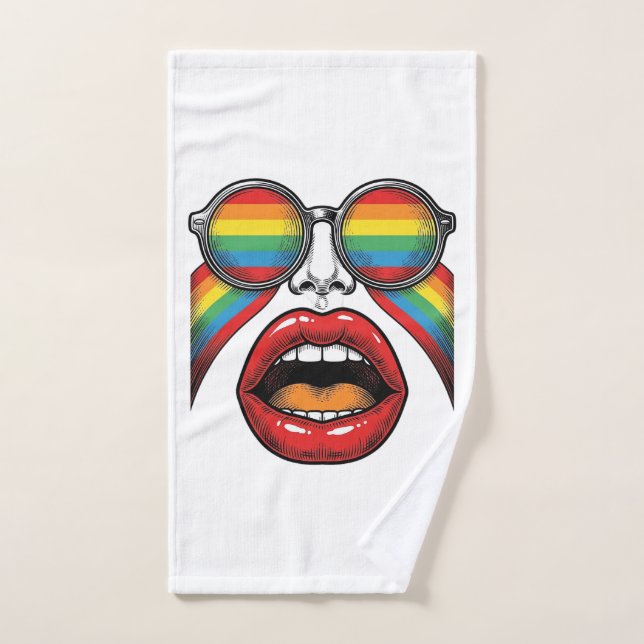 Gafas de sol arcoíris retro diseño vectorial de la (Toalla de mano)