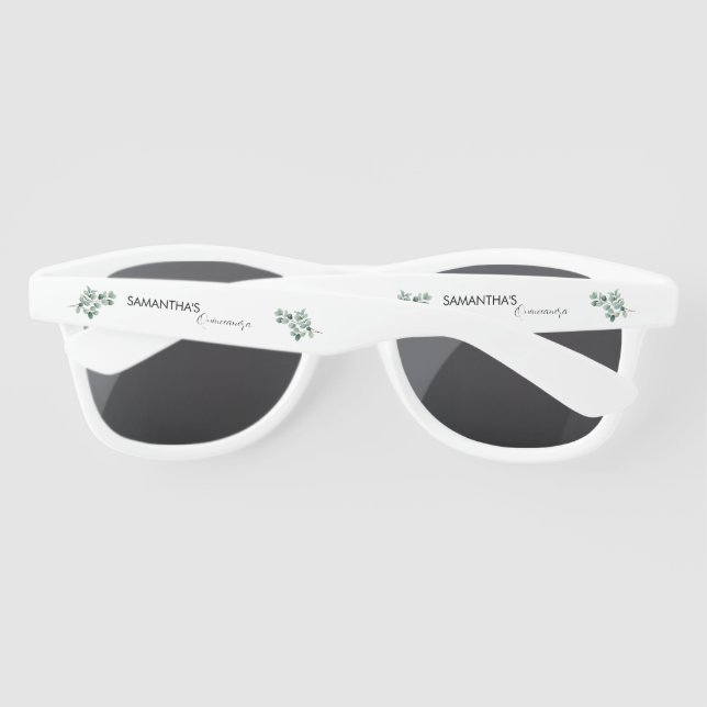 Gafas De Sol Boda moderna con vegetación de eucalipto (Reverso)