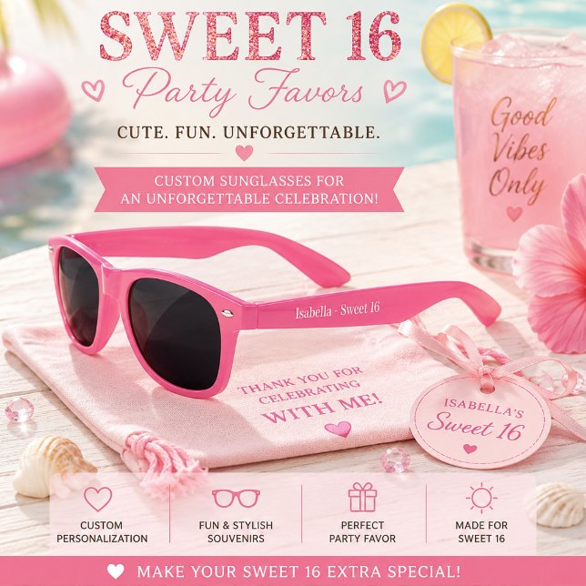 Gafas De Sol Chica de fiesta de cumpleaños rosa (Subido por el creador)