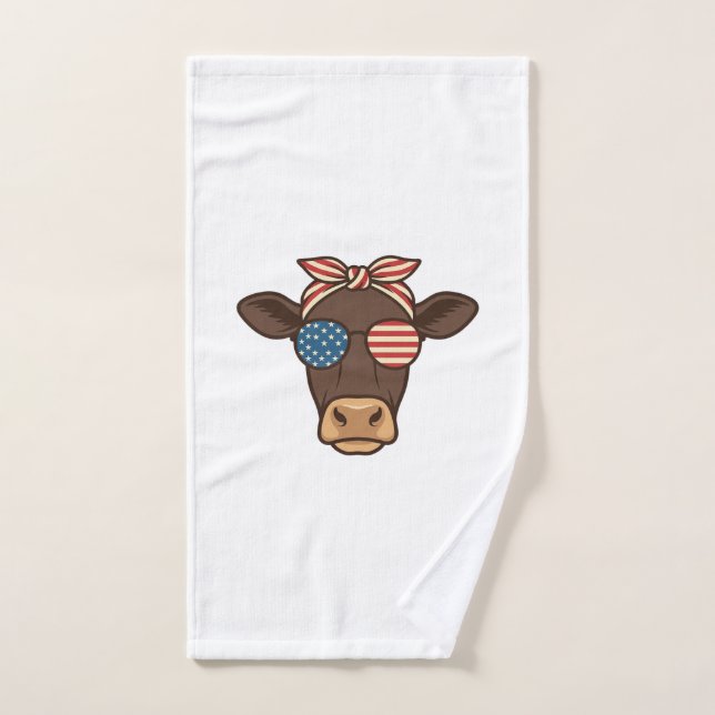 Gafas de sol con cabeza de vaca patriótica diseño  (Toalla de mano)