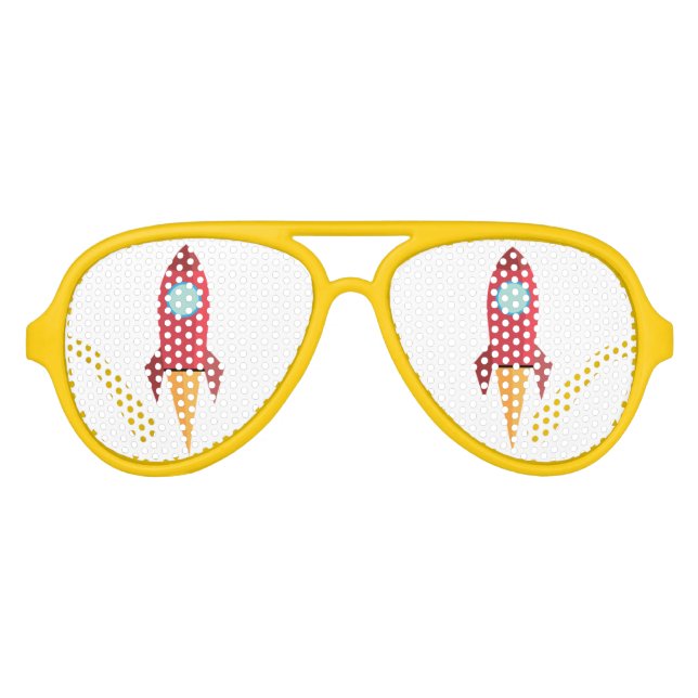 gafas de sol con cohetes rojos y marco amarillo (Anverso)