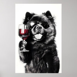 Gafas de sol de impresión de arte de vino de perro