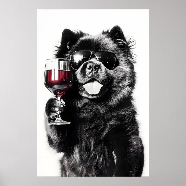 Gafas de sol de impresión de arte de vino de perro (Frente)