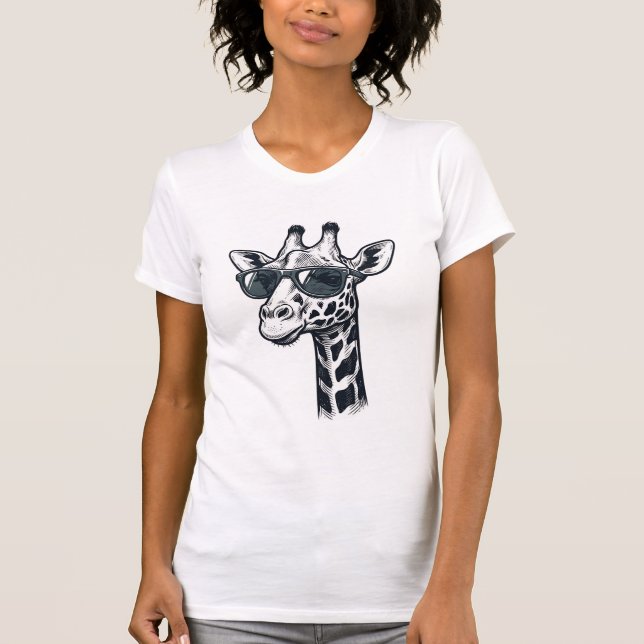 Gafas de sol de jirafa geniales Camiseta con graba (Anverso)