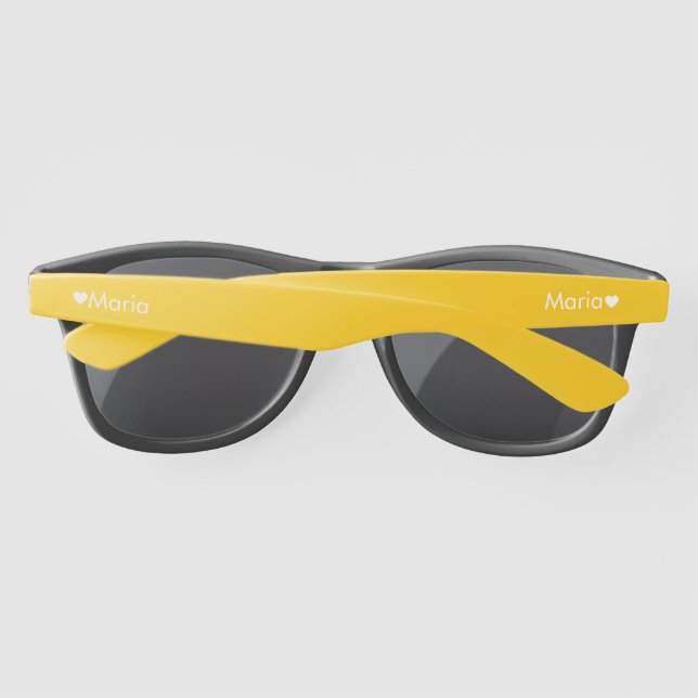 Gafas de sol de nombre negro amarillo monogramado  (Reverso)