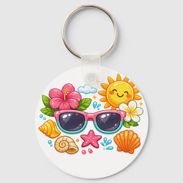 Gafas de sol elegantes con llavero blanco Summer V (Anverso)