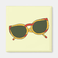 Gafas de sol en amarillo y rojo en los imanes