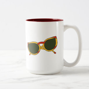 Gafas de sol en amarillo y rojo en tazas