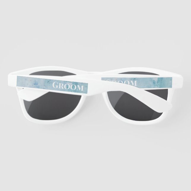 Gafas De Sol Groom Groomsman Personalizado Blue Classy (Reverso)