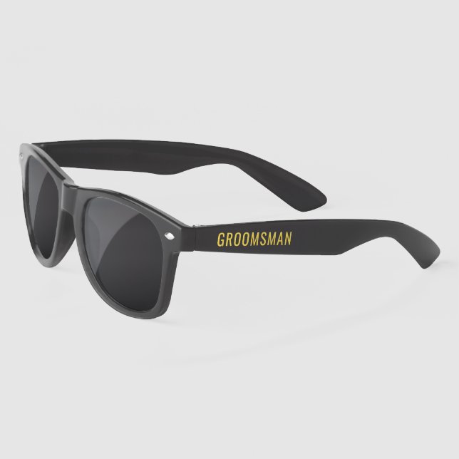 Gafas De Sol Groomsmen Negro Y Boda De Oro Personalizado (Izquierda)