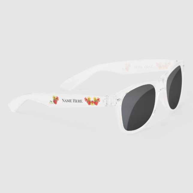 Gafas De Sol Motif personalizado de margarita amarilla roja (Derecha)