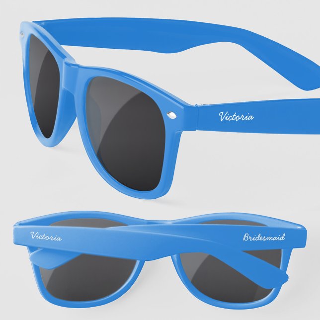 Gafas De Sol Nombre de guión moderno personalizado de la dama d (Modern custom name personalized bridesmaid sunglasses wedding bachelorette hen party bridal shower)