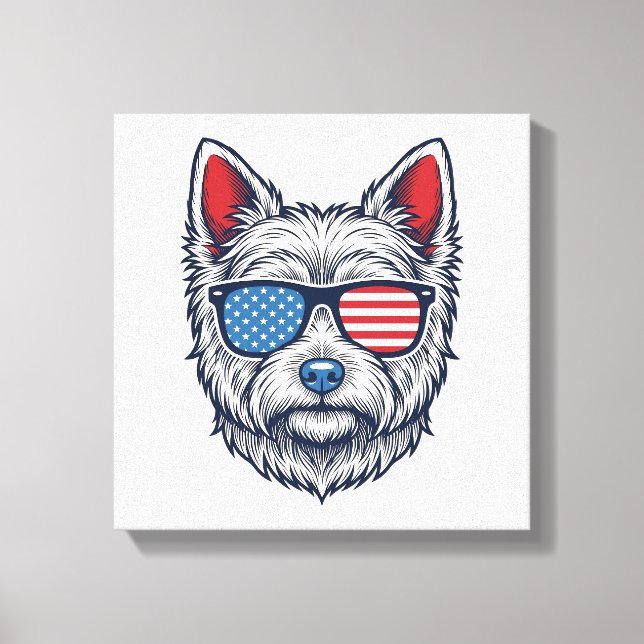 Gafas de sol patrióticas para perros Westie Arte v (Anverso)