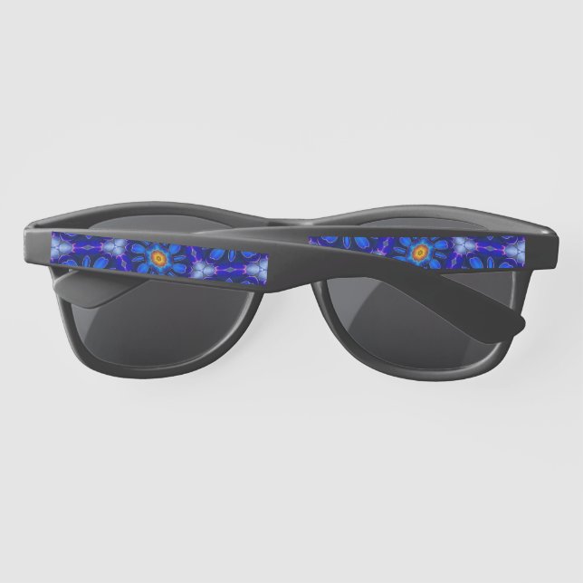 Gafas De Sol Patrón de las flores azules abstractas (Reverso)