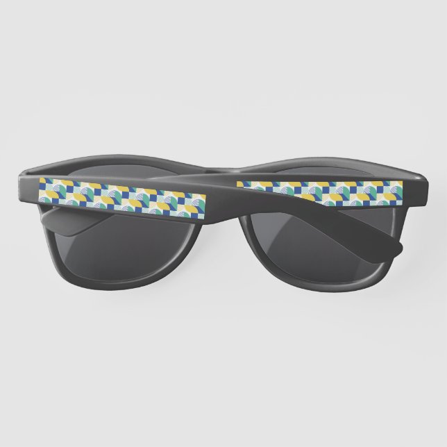 Gafas De Sol Patrón geométrico abstracto de amarillo verde azul (Reverso)