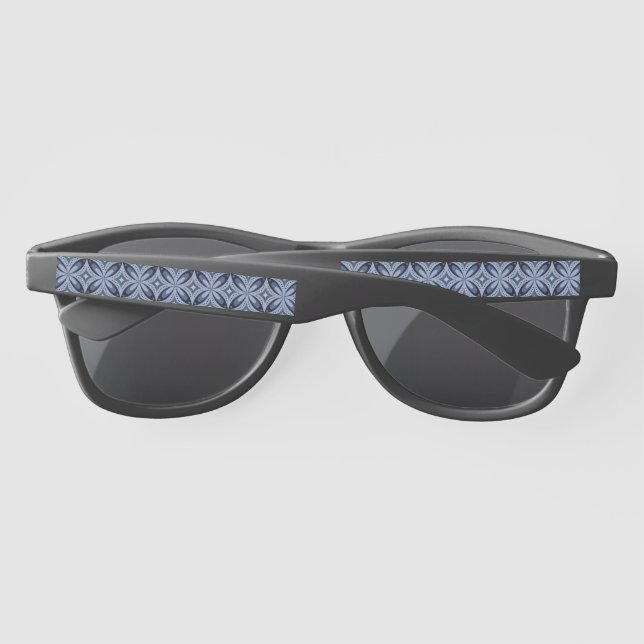 Gafas De Sol Patrón geométrico azul estilo retro (Reverso)