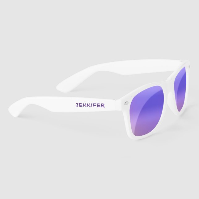Gafas de sol personalizadas de texto morado elegan (Derecha)