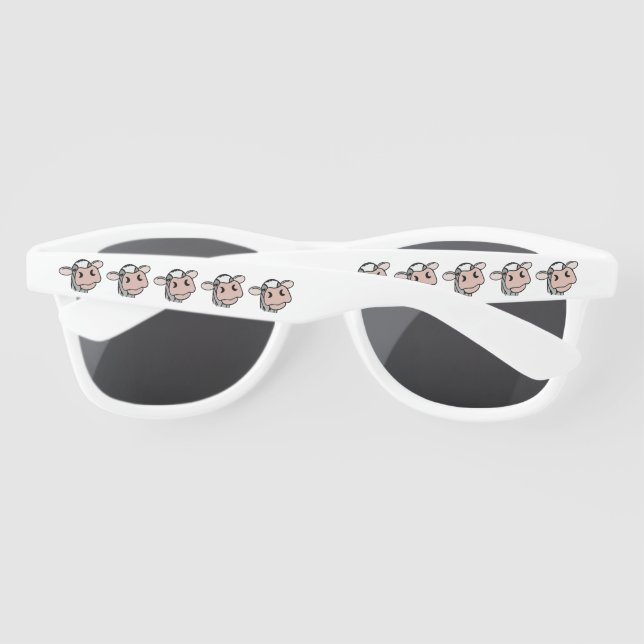 Gafas De Sol personalizado vaca lechera blanco negro rosa besar (Reverso)