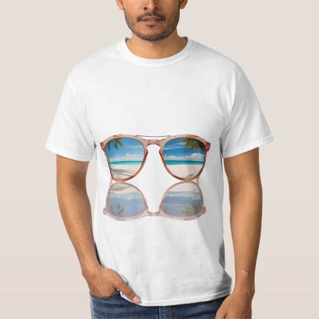 Gafas de sol que reflejan la escena playera este v (Anverso)