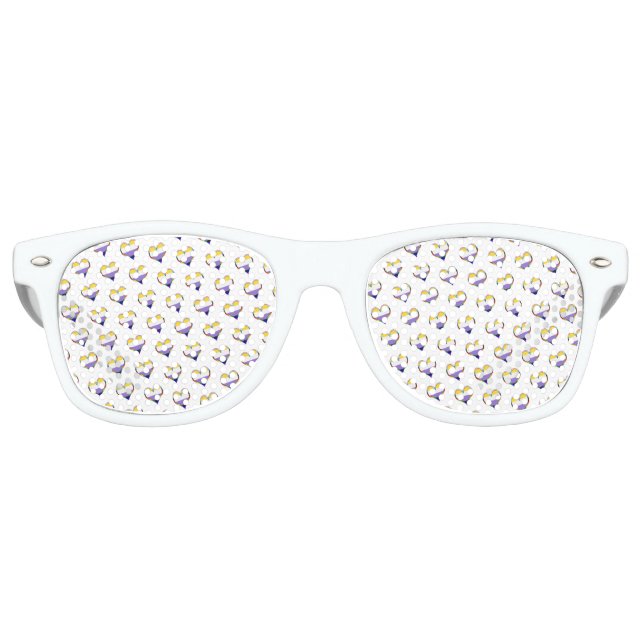 Gafas de sol retro del patrón del corazón de Enby (Anverso)