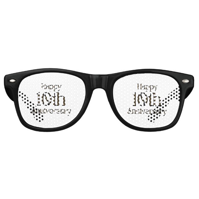 Gafas de sol retro para fiesta de aniversario 10 a (Anverso)