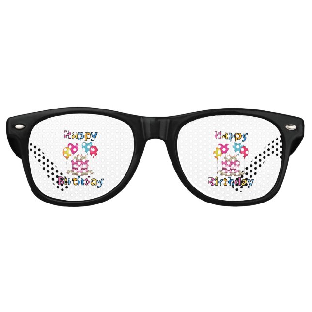 Gafas de sol retro para fiesta de cumpleaños feliz (Anverso)