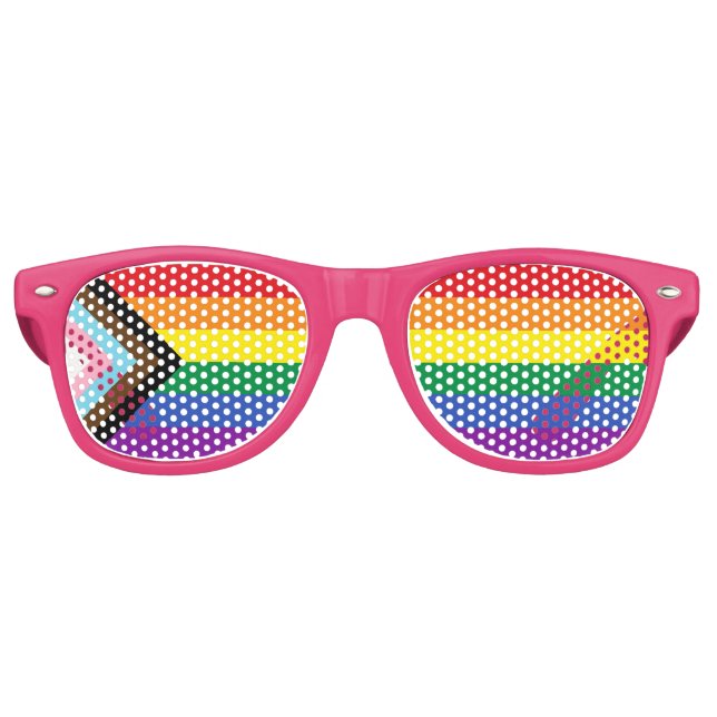 Gafas de sol rosadas retro para fiestas con la ban (Anverso)