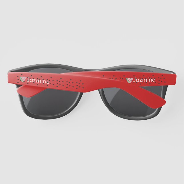 Gafas De Sol Sandía Rosa de Verano Monogramas Rojo Negro (Reverso)