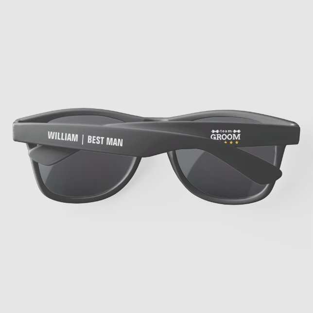 Gafas De Sol Team Groom | Groomsman | Soltero | Blanco negro (Reverso)