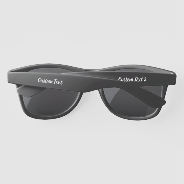 Gafas De Sol Texto personalizado en negro con guión blanco (Reverso)