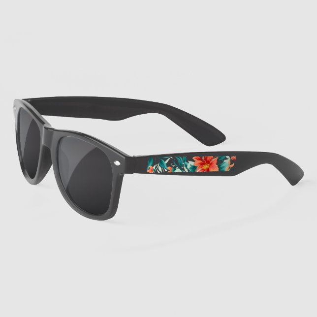 Gafas De Sol Vibrant Orange Floral Garden Pattern - Elegant Tea (Izquierda)