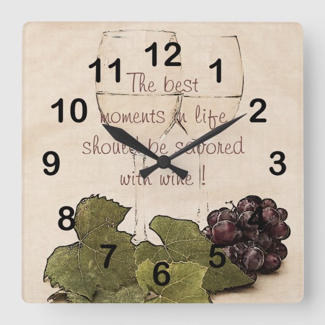 gafas de vino con reloj de cocina de uvas (Anverso)