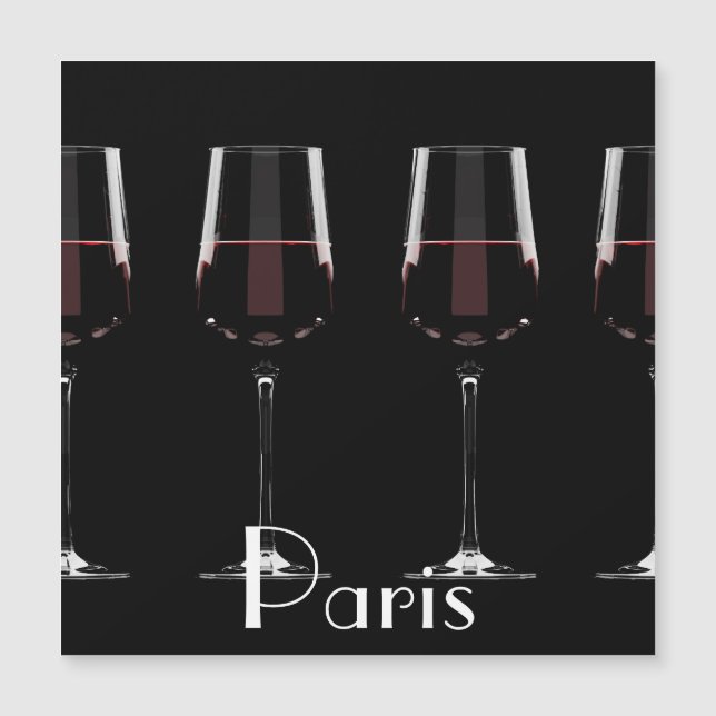 Gafas de vino con vino tinto en negro (Anverso)