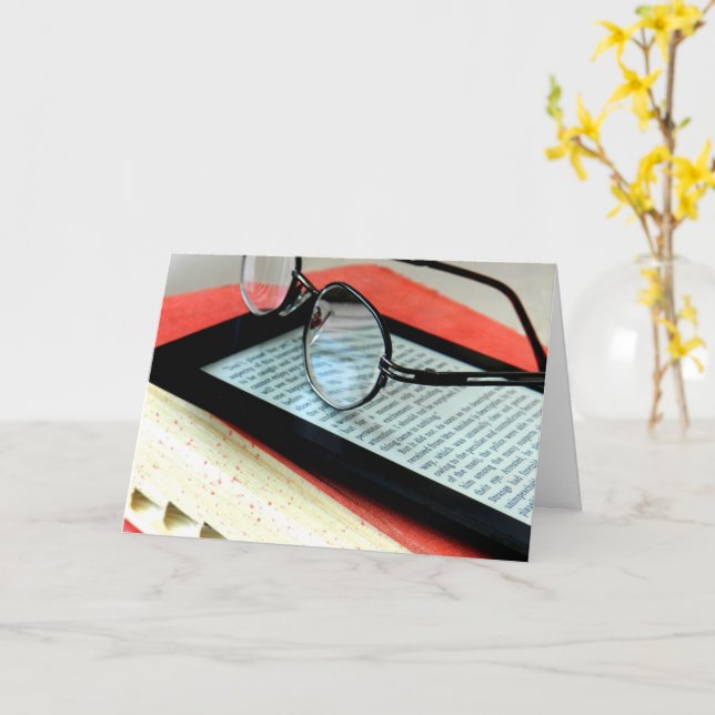 Gafas en una tarjeta de libro (flor amarilla)