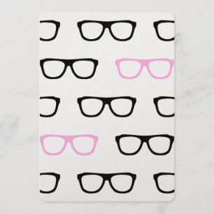 gafas geeky invitaciones de boda geek rosadas