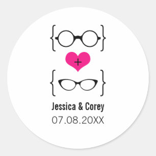 Gafas rosadas Geeky Pegatinas para bodas