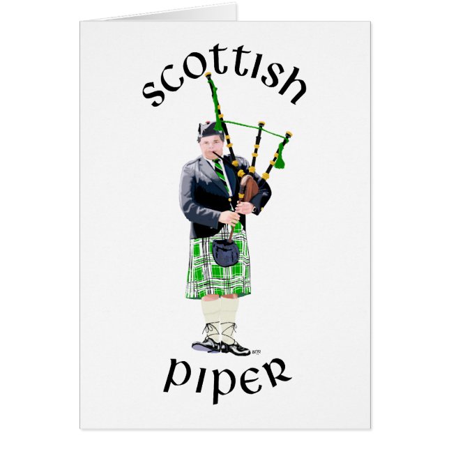 Gaitero con bolsa en kilt verde (Frente)