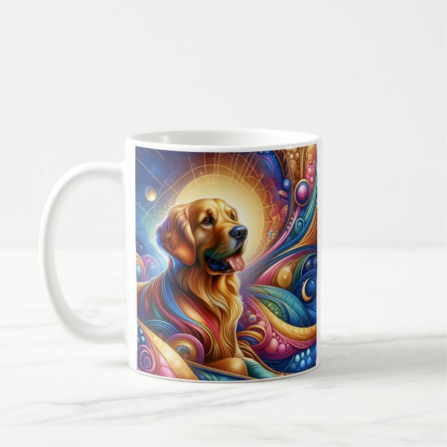 Galáctico colorido perro café taza de té taza cerá (Izquierda)