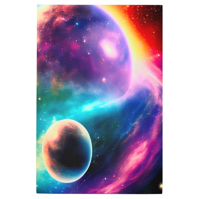 Galaxia arco iris arte Metalizado de pared púrpura (Anverso)