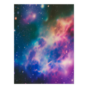 Galaxia arcoiris floreciente Poster brillante