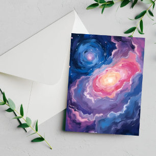 Galaxia Arriba   Tarjeta de Acuarela Pastel Estrel