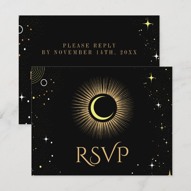 Galaxia Celestial Boda Negra RSVP (Anverso / Reverso)