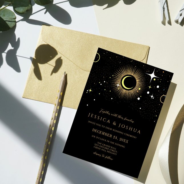 Galaxia Celestial Invitación a la Boda Negra (Subido por el creador)