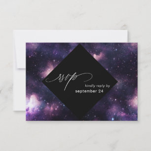 Galaxia Espacio exterior con tarjeta RSVP de comid
