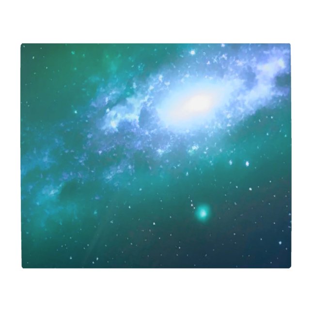Galaxia Giratoria Azul Verde Arte mural Metalizado (Anverso)