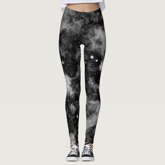 Galaxia negra y gris espacio cósmico Yoga Leggings (Anverso)